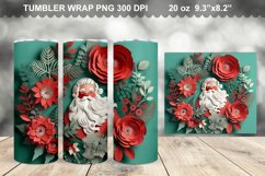 3D Christmas Santa Flowers Tumbler Design Product Image 1