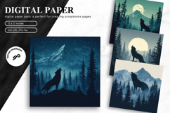Wolf Wall Art Digital Paper Backgrounds Printable Scrapbook Product Image 1