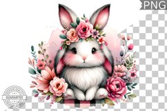 Bunny With Flowers Sublimation - Clipart PNG Design Product Image 1