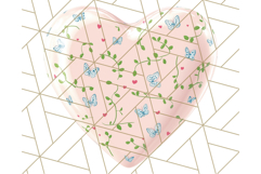 Pastel Puffy Patterned Hearts Clipart PNG, 3D Look Heart Png Product Image 5