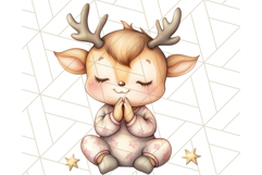Praying Baby Animals in Pajamas Clipart, Sleepy Animal Png Product Image 5