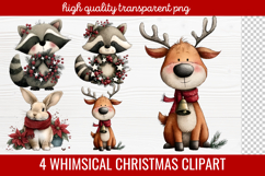 4 Whimsical Christmas Clipart | Cute Holiday PNG Set Product Image 1