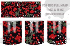 Red Berry Mug Sublimation Wrap Christmas Design Product Image 1