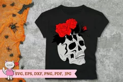 Skull and Flowers svg file, Flower Skull svg, witchy svg fil Product Image 5