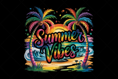Hand-Painted Summer Vibes Script with Rainbow Palms Product Image 2