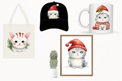 Cat Claus Christmas Watercolor 35 Cliparts Ai Generated Art Product Image 9