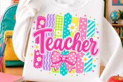 Preppy Floral Teacher Bow Trending Png Product Image 1