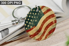 4Th Of July Flag Keychain Sublimation - Round Keychain PNG Product Image 1