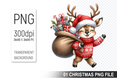 A Cute Deer Christmas Santa Hat, Christmas Clipart PNG File Product Image 1