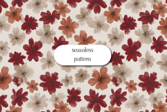 Rust Floral Seamless Pattern | Autumn Watercolor Flowers Product Image 1