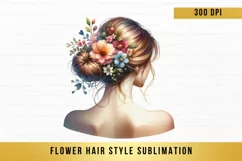 flower hair style sublimation, hair style woman clipart Product Image 11