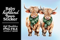 Baby Highland Cows PNG Christmas Stickers Product Image 15