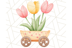 Pastel Watercolor Spring Clipart, Cheerful Floral Png Design Product Image 5
