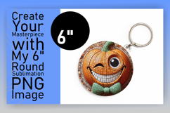 Chic Keychain Circle PNG Sublimation , Cute Pumpkin Product Image 1
