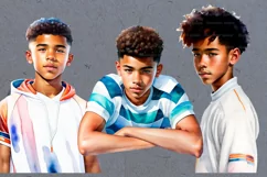 Mixed-race teenage boys clipart 28 PNG Product Image 10