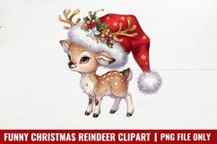 Funny Christmas Reindeer Clipart Bundle PNG Product Image 10