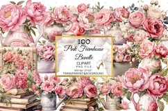 Watercolor Pink Farmhouse Clipart Bundle Floral Clipart PNG Product Image 5