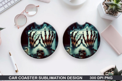 Car coaster sublimation, Halloween Coaster PNG Design Product Image 1