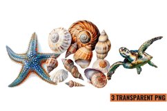Watercolor Sea Animals Clipart , PNG Product Image 1