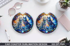 Foxes Wolves Car Coaster Sublimation| Foxes Coaster PNG Product Image 1