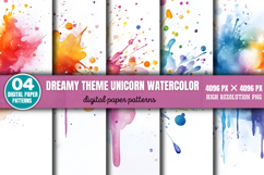 Dreamy theme Unicorn watercolor splashes Background Paper Product Image 10