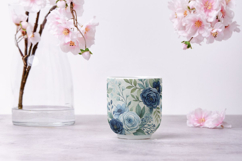 Blues &amp; Greens Watercolor Floral Patterns, Shabby Chic Product Image 9