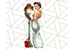 Vintage Glamorous Christmas Party Clipart PNG, Holiday Png Product Image 5