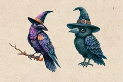 Watercolor Halloween Raven. PNG sublimation Product Image 3