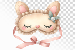 Cute Sleeping Mask with Bunny Ears Watercolor PNG Product Image 1