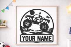 Monster Truck Round Sign SVG for Laser Cut Name Decor Product Image 2