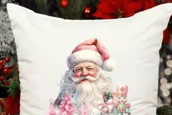 Santa Claus Smiley Face Png, Pastel Christmas Scene, Pink Product Image 3