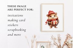 Cute Christmas Hedgehog Clipart, Hedgehog sublimation Product Image 3