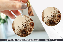 Flower Keychain Sublimation - Autumn Keychain PNG Design Product Image 1