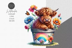 Cute Animals Clipart, Highland calf clipart Product Image 1