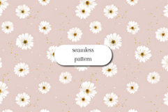 White Daisy Floral Seamless Pattern on Blush Pink Product Image 1