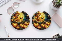 Pumpkin Car Coaster Sublimation| Halloween Coaster PNG Product Image 1