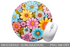 Flowers Mouse Pad Design. Flowers Round Mouse Pad Product Image 1