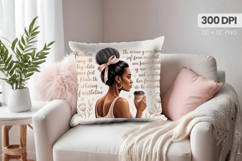 Afro Girl /Woman braided hair Pillow Design, Black Queen PNG Product Image 1