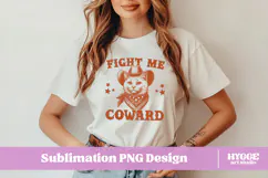 Fight Me Coward Vintage Funny Sarcastic Cowboy Cat PNG DTF Product Image 2
