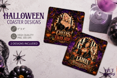 Witch Vintage Carnival Halloween decor square Coaster Product Image 1