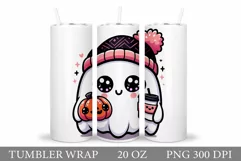 Cute Ghost Tumbler Sublimation. Ghost Halloween Tumbler Product Image 1