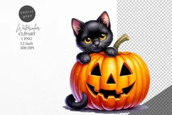 Halloween clipart, Black cat clipart, Kids Halloween Product Image 1
