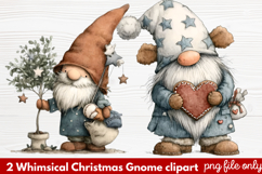 2 Whimsical Christmas Gnome Clipart | Cute Holiday Gnome PNG Product Image 1