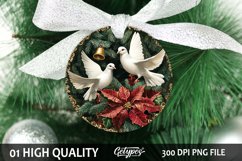 Christmas Dove Bird Ornament - Christmas Sublimation PNG Product Image 1