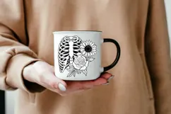 Rib Cage Floral PNG | Skeleton Sunflower Rose PNG Product Image 5