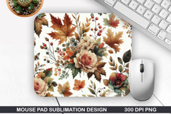 Flowers Mouse Pad Sublimation, Autumn Mouse Pad PNG Design Product Image 1