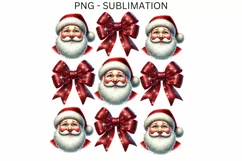 Whimsical Santa & Bows Illustration, Seasonal Aesthetic PNG Product Image 4
