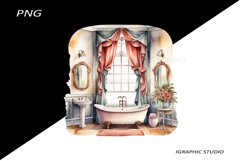 Vintage Bathroom Clipart, Product Image 1