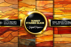 Sunset Stained Glass Digital Papers - 04 variations Product Image 1