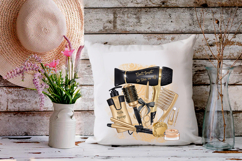 Black &amp; Gold Hair Salon Sublimation PNG Beauty Tools Clipart Product Image 6